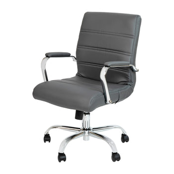 Gray Mid-Back Leather Chair