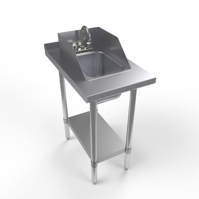 BK Resources HST-1830-1014-SS 15" x 30" Stainless Steel Filler Table With Drop In Hand Sink with Side Splash