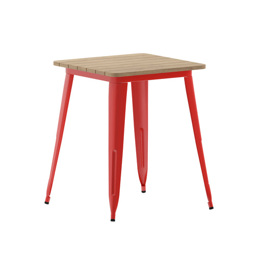 23.75" SQ BR/RED Dining Table