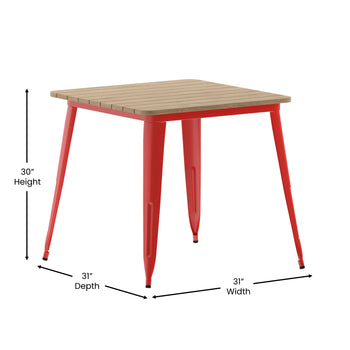 31.5" SQ BR/RED Dining Table