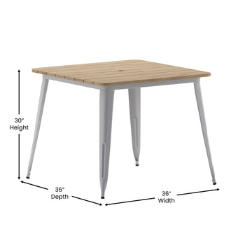 36" SQ BR/SIL Dining Table