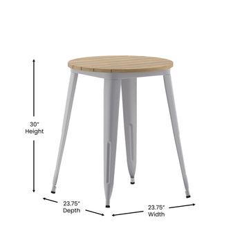 23.75" RD BR/SIL Dining Table