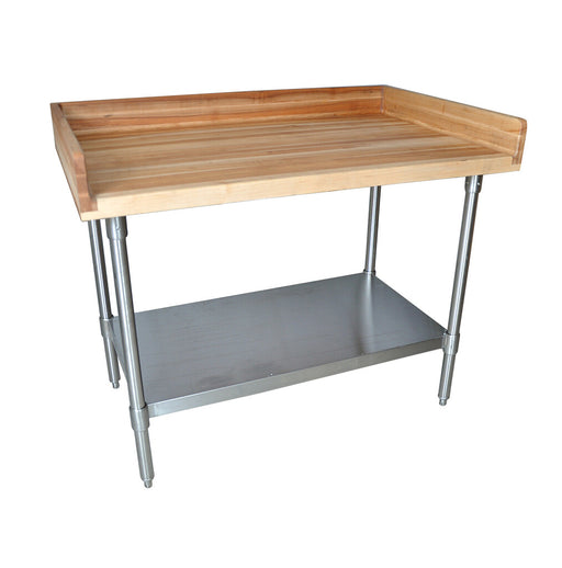 BK Resources MBTS-4836 Hard Maple Bakers Top Table, Stainless Undershelf, Oil Finish 48" x 36" 