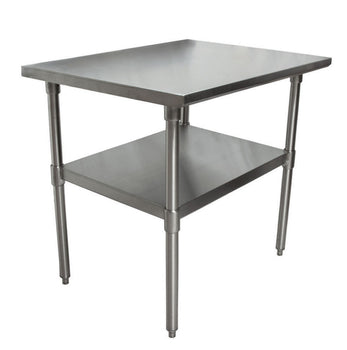 BK Resources QTT-3636 14 Gauge Stainless Steel Work Table with Galvanized Undershelf 36" W x 36" D