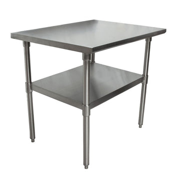 BK Resources QVT-3030 14 Gauge Stainless Steel Work Table With Stainless Steel Undershelf 30" W x 30" D