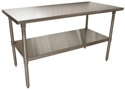 BK Resources QVT-6024 14 Gauge Stainless Steel Work Table With Stainless Steel Undershelf 60" W x 24" D