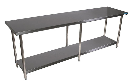 BK Resources QVT-8424 14 Gauge Stainless Steel Work Table With Stainless Steel Undershelf 84" W x 24" D