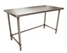 BK Resources QVTOB-6024 14 Gauge Stainless Steel Work Table Open Base Stainless Steel Legs 60" W x 24" D