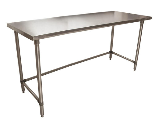 BK Resources QVTOB-7224 14 Gauge Stainless Steel Work Table Open Base Stainless Steel Legs 72" W x 24" D