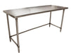 BK Resources QVTOB-7236 14 Gauge Stainless Steel Work Table Open Base Stainless Steel Legs 72" W x 36" D