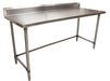 BK Resources QVTR5OB-7230 14 Gauge Stainless Steel Work Table Open Base and Legs With 5" Backsplash 72" W x 30" D