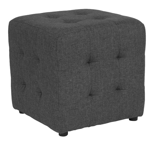 Dk Gray Fabric Tufted Pouf