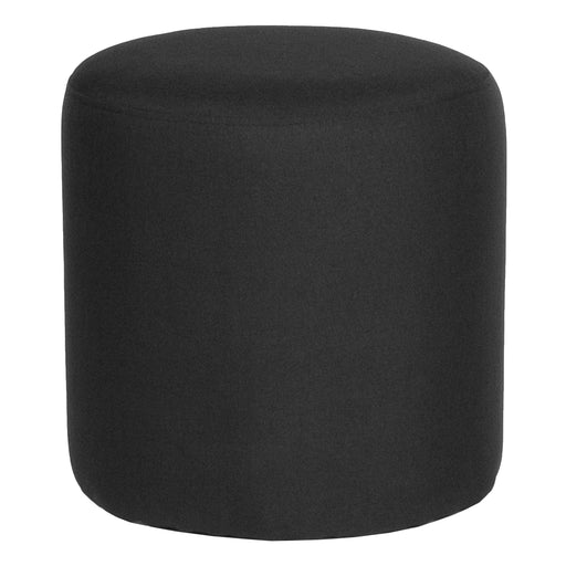 Black Fabric Round Pouf