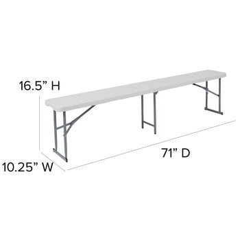 10.25x71 White Folding Bench