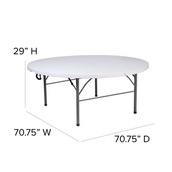 71RD White Plastic Fold Table