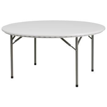 60RD White Plastic Fold Table