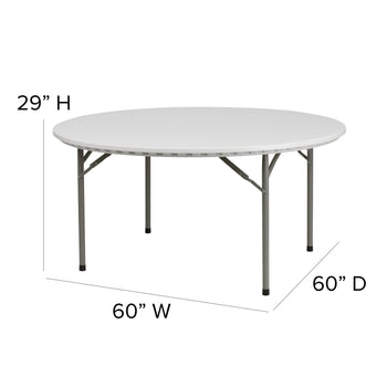 60RD White Plastic Fold Table
