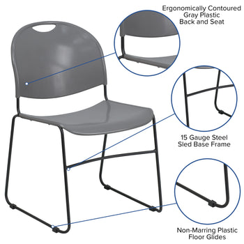 Gray Stack Chair-Black Frame