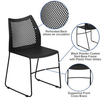 Black Plastic Sled Stack Chair
