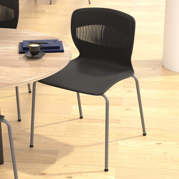 Black Plastic Stacking Chair