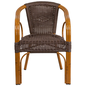 Dark Brown Rattan Bamboo Chair