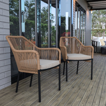 Set of 2 Natural Patio Chairs