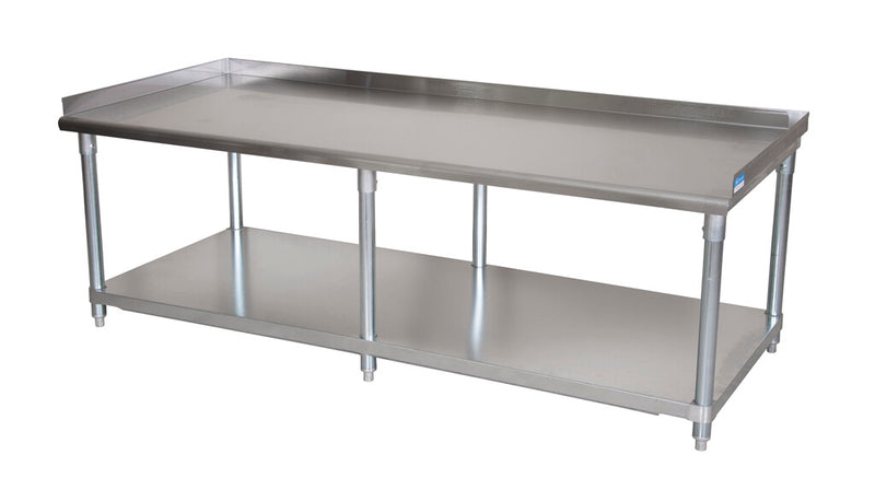 BK Resources SVET-7230-6 Stainless Equipment Stand, Undershelf 3 Sided 2" Backsplash ,6 Legs 72 x 30