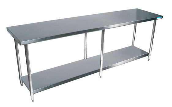 BK Resources SVT-9630 18 Gauge Stainless Steel Work Table withUndershelf 96" W x 30" D