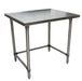 BK Resources SVTOB-3624 18 Gauge Stainless Steel Work Table With Open Base 36" W x 24" D