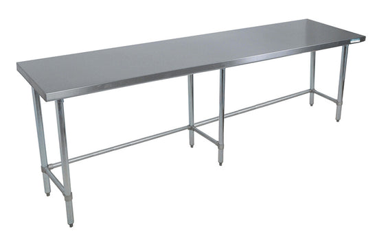 BK Resources SVTOB-9624 18 Gauge Stainless Steel Work Table With Open Base 96" W x 24" D