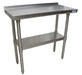 BK Resources SVTR-1836 18 Gauge Stainless Steel Work Table Undershelf 1.5" Backsplash 36" x 18" 