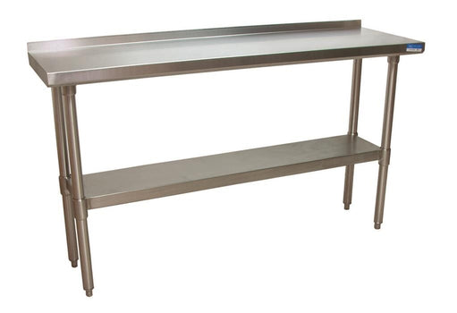 BK Resources SVTR-1860 18 Gauge Stainless Steel Work Table Undershelf 1.5" Backsplash 60" x 18" 