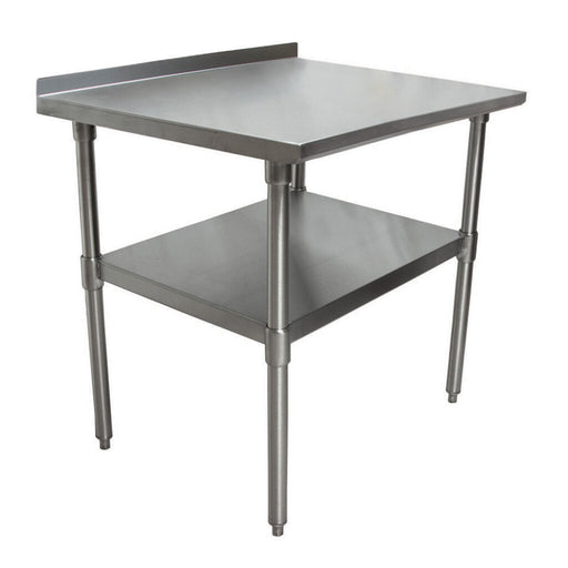 BK Resources SVTR-2424 18 Gauge Stainless Steel Work Table Undershelf 1.5" Backsplash 24" x 24" 
