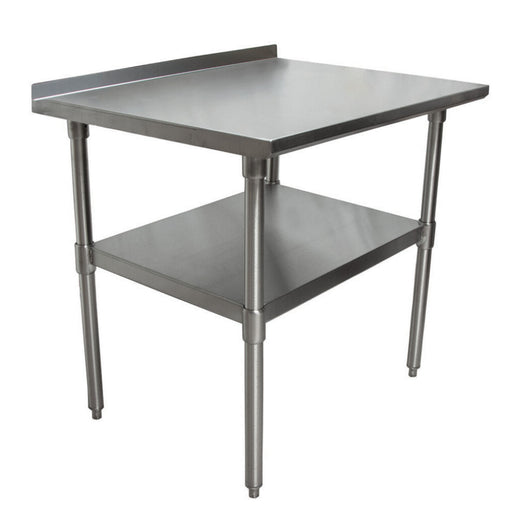 BK Resources SVTR-3024 18 Gauge Stainless Steel Work Table Undershelf 1.5" Backsplash 30" x 24" 
