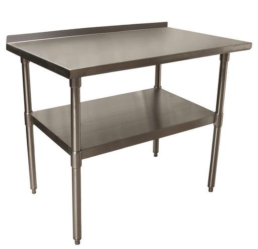 BK Resources SVTR-4824 18 Gauge Stainless Steel Work Table Undershelf 1.5" Backsplash 48" x 24" 