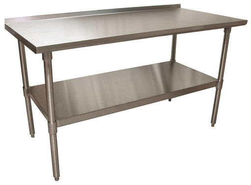 BK Resources SVTR-6024 18 Gauge Stainless Steel Work Table Undershelf 1.5" Backsplash 60" x 24" 