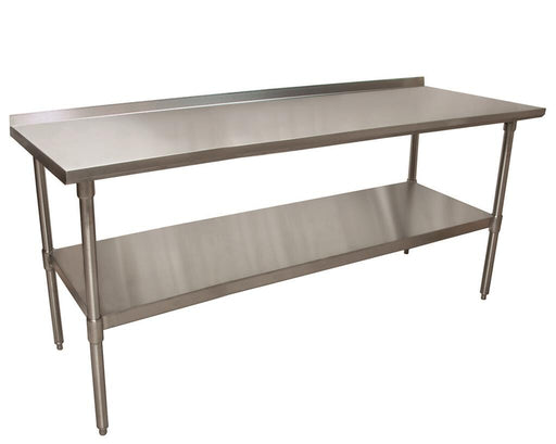 BK Resources SVTR-7224 18 Gauge Stainless Steel Work Table Undershelf 1.5" Backsplash 72" x 24" 