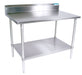 BK Resources SVTR5-2424 18 Gauge Stainless Steel Work Table Undershelf 5" Backsplash 24" x 24" 