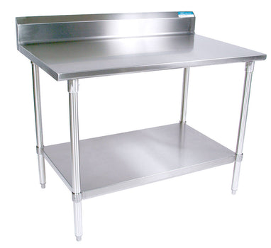 BK Resources SVTR5-3024 18 Gauge Stainless Steel Work Table Undershelf 5" Backsplash 30" x 24" 