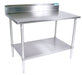 BK Resources SVTR5-3024 18 Gauge Stainless Steel Work Table Undershelf 5" Backsplash 30" x 24" 