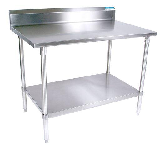 BK Resources SVTR5-3624 18 Gauge Stainless Steel Work Table Undershelf 5" Backsplash 36" x 24" 