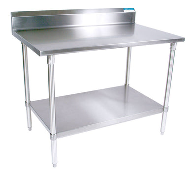 BK Resources SVTR5-4830 18 Gauge Stainless Steel Work Table Undershelf 5" Backsplash 48" x 30" 