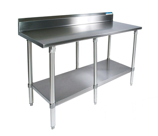 BK Resources SVTR5-8430 18 Gauge Stainless Steel Work Table Undershelf 5" Backsplash 84" x 30" 