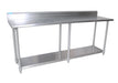 BK Resources SVTR5-9624 18 Gauge Stainless Steel Work Table Undershelf 5" Backsplash 96" x 24" 