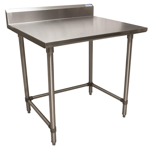 BK Resources SVTR5OB-4824 18 Gauge Stainless Steel Work Table with Open Base 5 Backsplash 48" W x 24" D