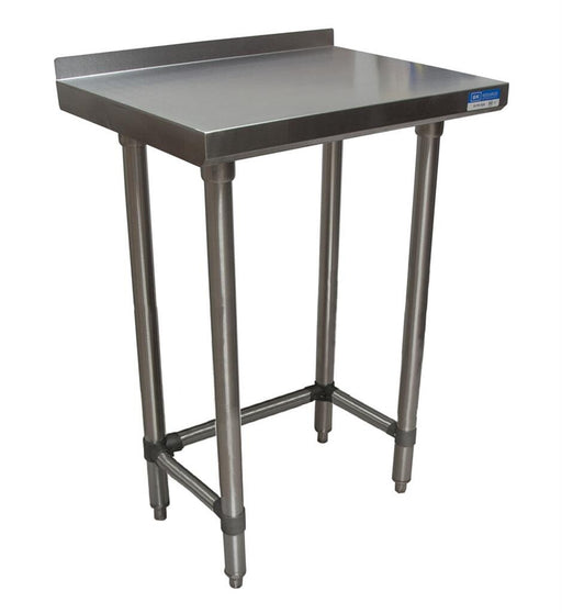 BK Resources SVTROB-1830 18 Gauge Stainless Steel Work Table Open Base 1.5 Backsplash 30" W x 18" D