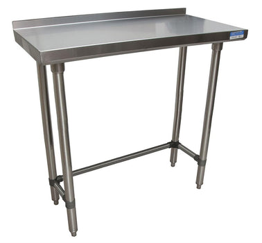 BK Resources SVTROB-1836 18 Gauge Stainless Steel Work Table Open Base 1.5 Backsplash 36" W x 18" D