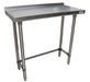 BK Resources SVTROB-1836 18 Gauge Stainless Steel Work Table Open Base 1.5 Backsplash 36" W x 18" D