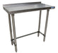 BK Resources SVTROB-1848 18 Gauge Stainless Steel Work Table Open Base 1.5 Backsplash 48" W x 18" D
