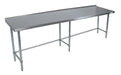 BK Resources SVTROB-1896 18 Gauge Stainless Steel Work Table Open Base 1.5 Backsplash 96" W x 18" D